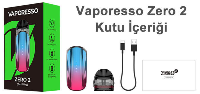 Vaporesso Zero 2 Kutu İçeriği